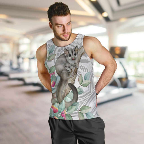 Australia Opossum Men Tank Top Aboriginal Art Gumtree Blossoms Grunge - Aussie Hoodie