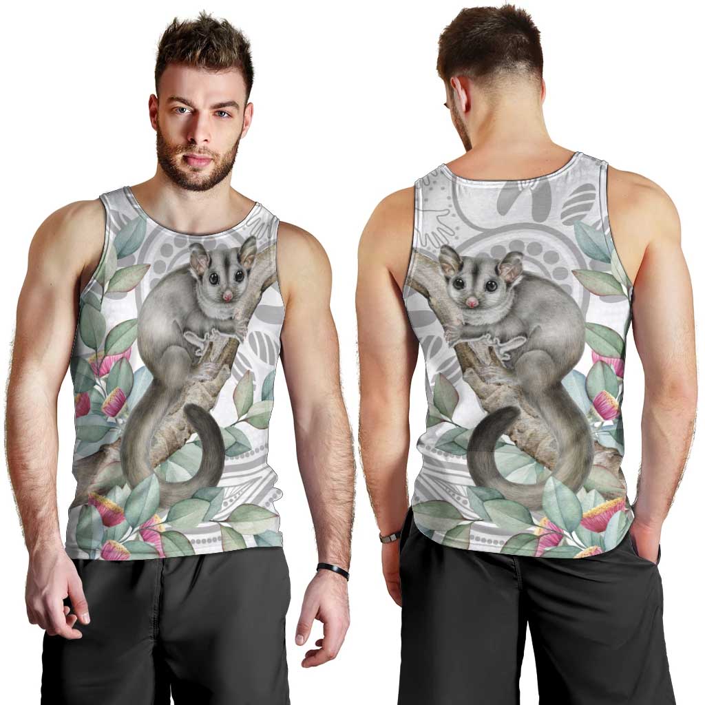 Australia Opossum Men Tank Top Aboriginal Art Gumtree Blossoms Grunge - Aussie Hoodie