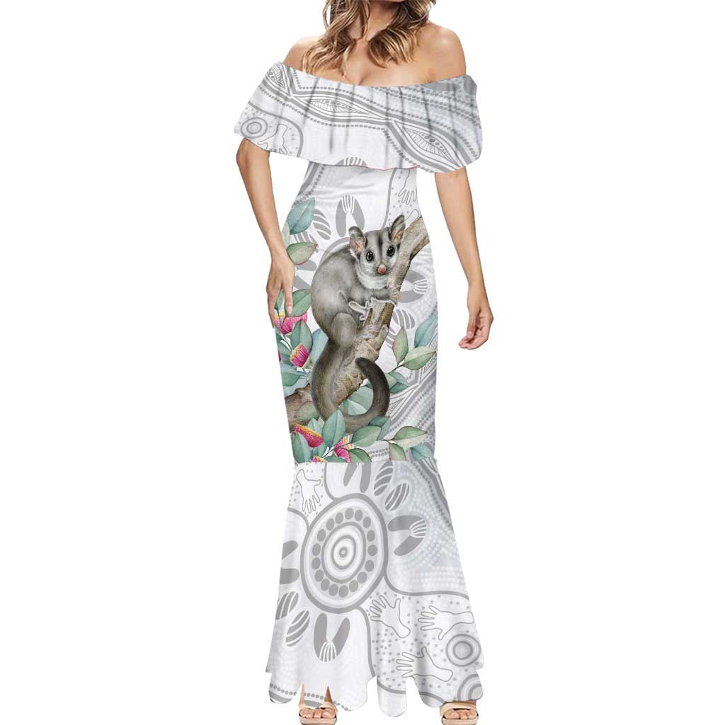 Australia Opossum Mermaid Dress Aboriginal Art Gumtree Blossoms Grunge - Aussie Hoodie