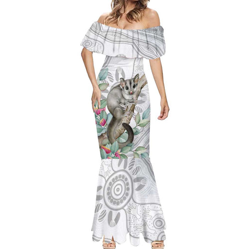 Australia Opossum Mermaid Dress Aboriginal Art Gumtree Blossoms Grunge - Aussie Hoodie