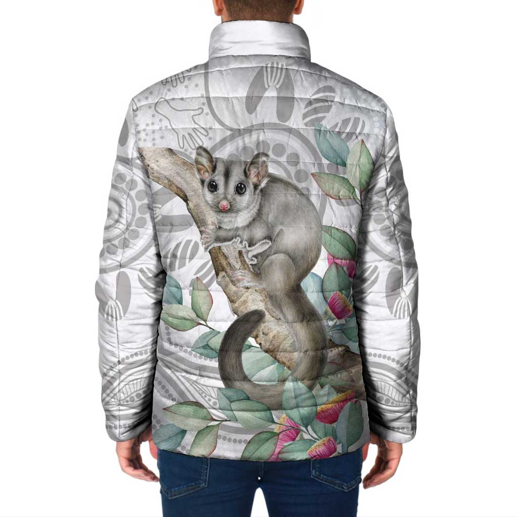 Australia Opossum Padded Jacket Aboriginal Art Gumtree Blossoms Grunge - Aussie Hoodie