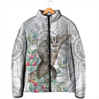 Australia Opossum Padded Jacket Aboriginal Art Gumtree Blossoms Grunge - Aussie Hoodie