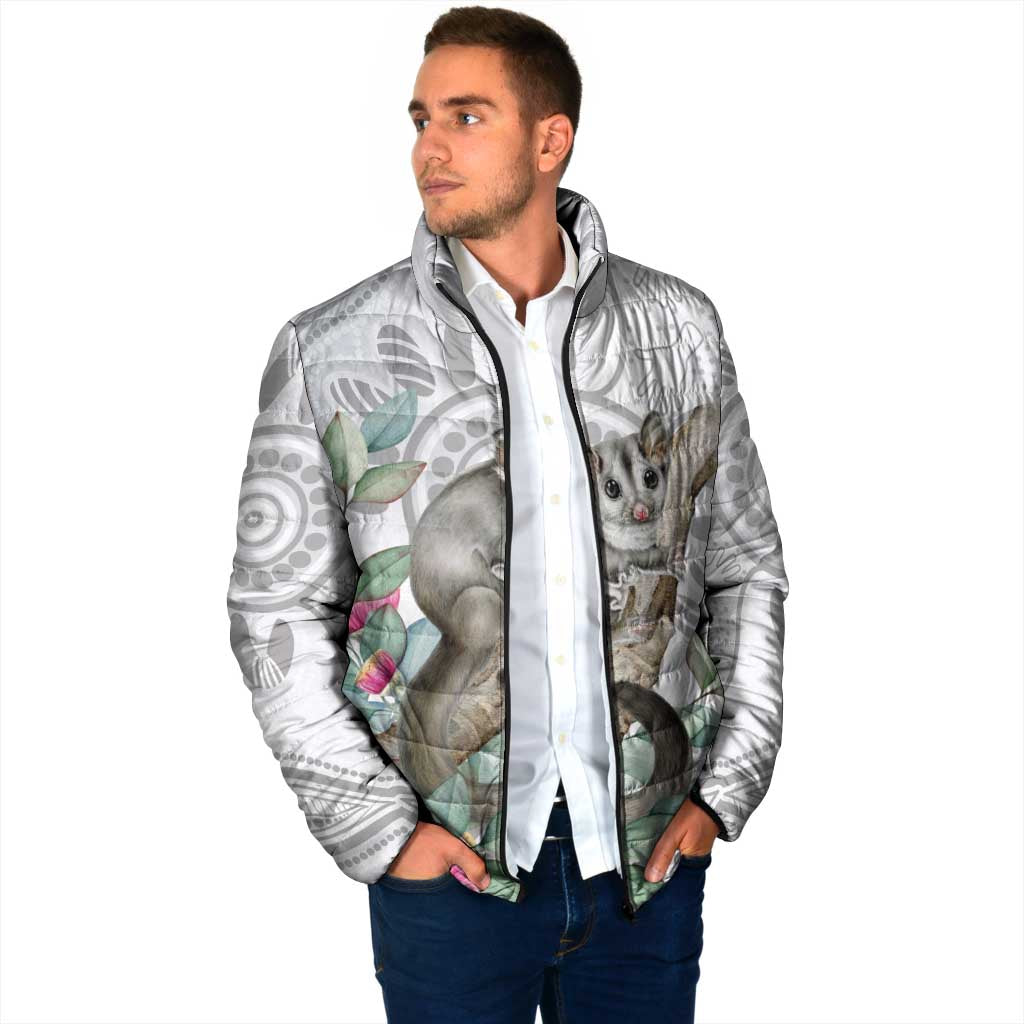 Australia Opossum Padded Jacket Aboriginal Art Gumtree Blossoms Grunge - Aussie Hoodie