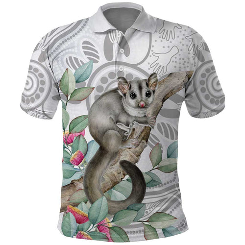 Australia Opossum Polo Shirt Aboriginal Art Gumtree Blossoms Grunge - Aussie Hoodie