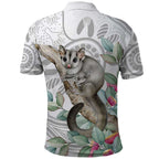Australia Opossum Polo Shirt Aboriginal Art Gumtree Blossoms Grunge - Aussie Hoodie