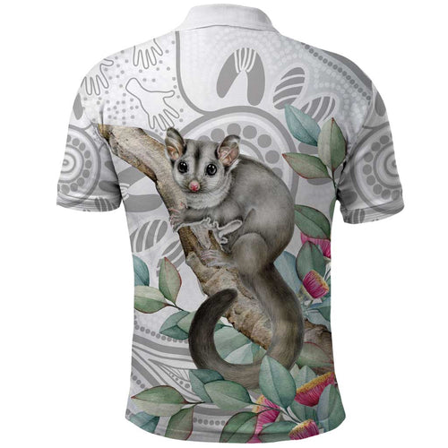 Australia Opossum Polo Shirt Aboriginal Art Gumtree Blossoms Grunge - Aussie Hoodie