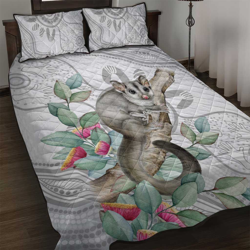 Australia Opossum Quilt Bed Set Aboriginal Art Gumtree Blossoms Grunge - Aussie Hoodie