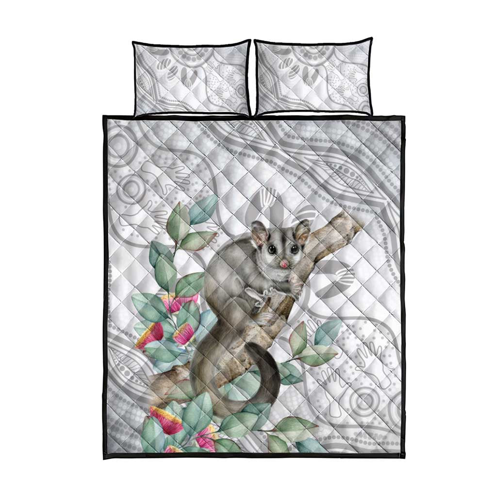 Australia Opossum Quilt Bed Set Aboriginal Art Gumtree Blossoms Grunge - Aussie Hoodie