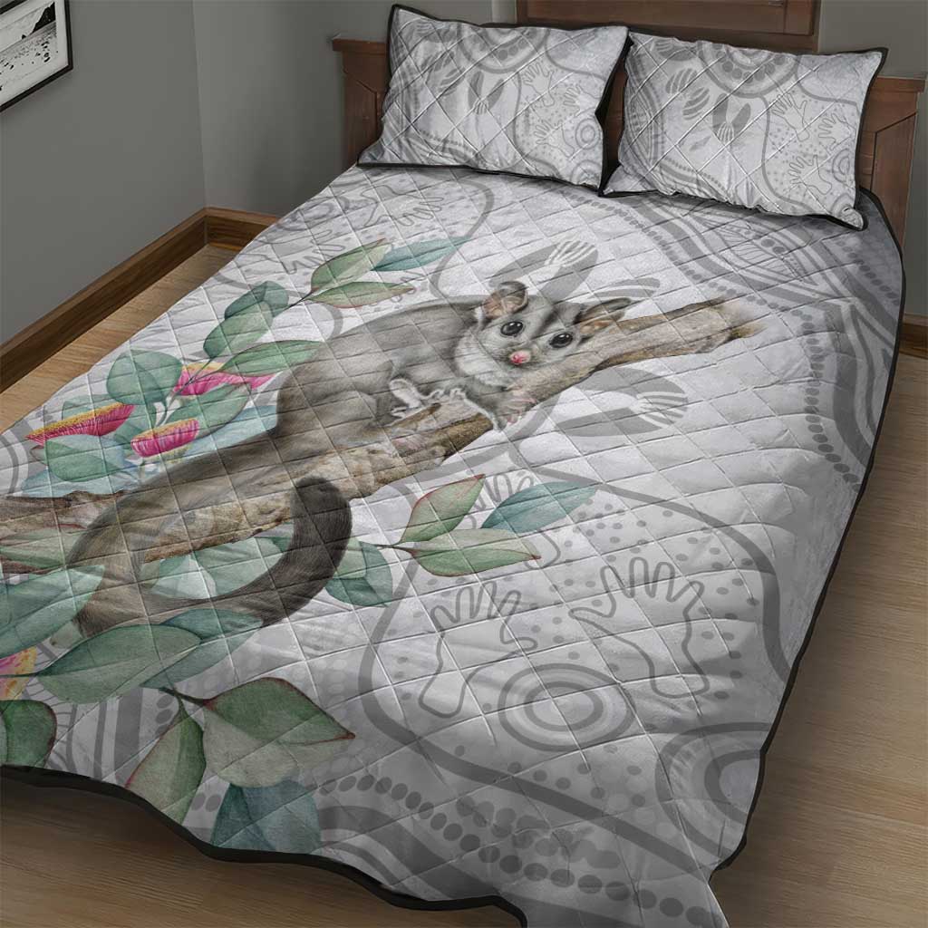 Australia Opossum Quilt Bed Set Aboriginal Art Gumtree Blossoms Grunge - Aussie Hoodie