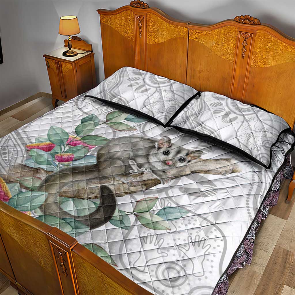 Australia Opossum Quilt Bed Set Aboriginal Art Gumtree Blossoms Grunge - Aussie Hoodie