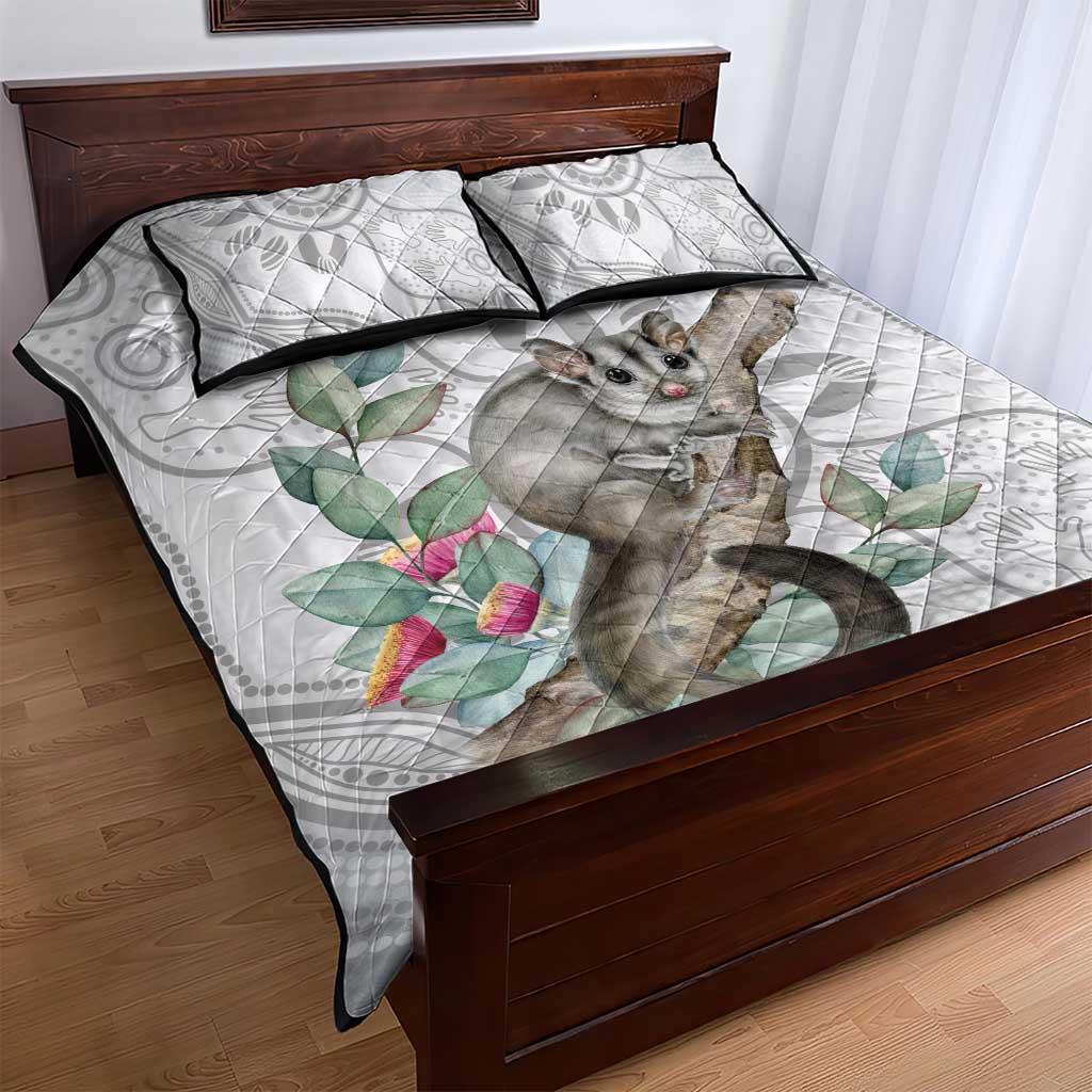 Australia Opossum Quilt Bed Set Aboriginal Art Gumtree Blossoms Grunge - Aussie Hoodie