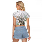 Australia Opossum Raglan Cropped T Shirt Aboriginal Art Gumtree Blossoms Grunge - Aussie Hoodie