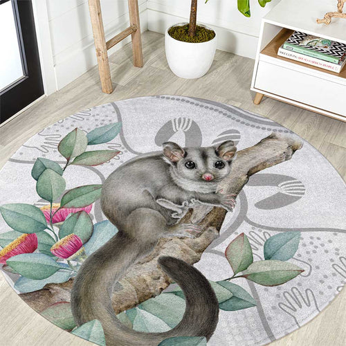 Australia Opossum Round Carpet Aboriginal Art Gumtree Blossoms Grunge - Aussie Hoodie