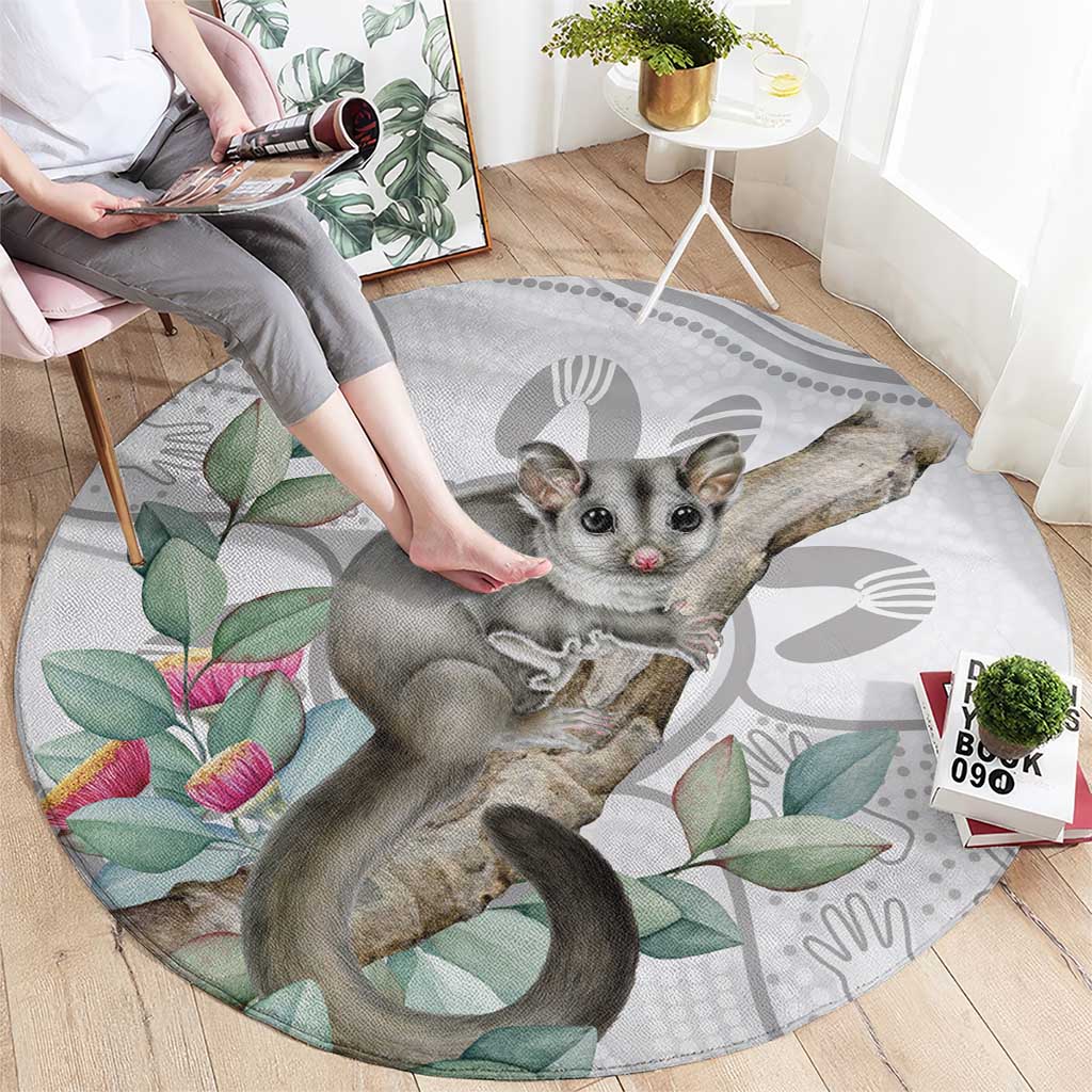 Australia Opossum Round Carpet Aboriginal Art Gumtree Blossoms Grunge - Aussie Hoodie