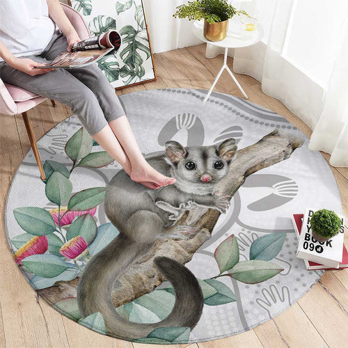 Australia Opossum Round Carpet Aboriginal Art Gumtree Blossoms Grunge - Aussie Hoodie