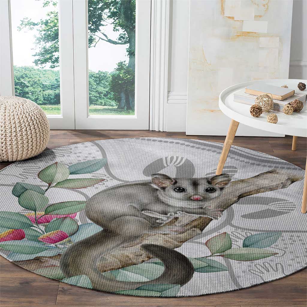 Australia Opossum Round Carpet Aboriginal Art Gumtree Blossoms Grunge - Aussie Hoodie