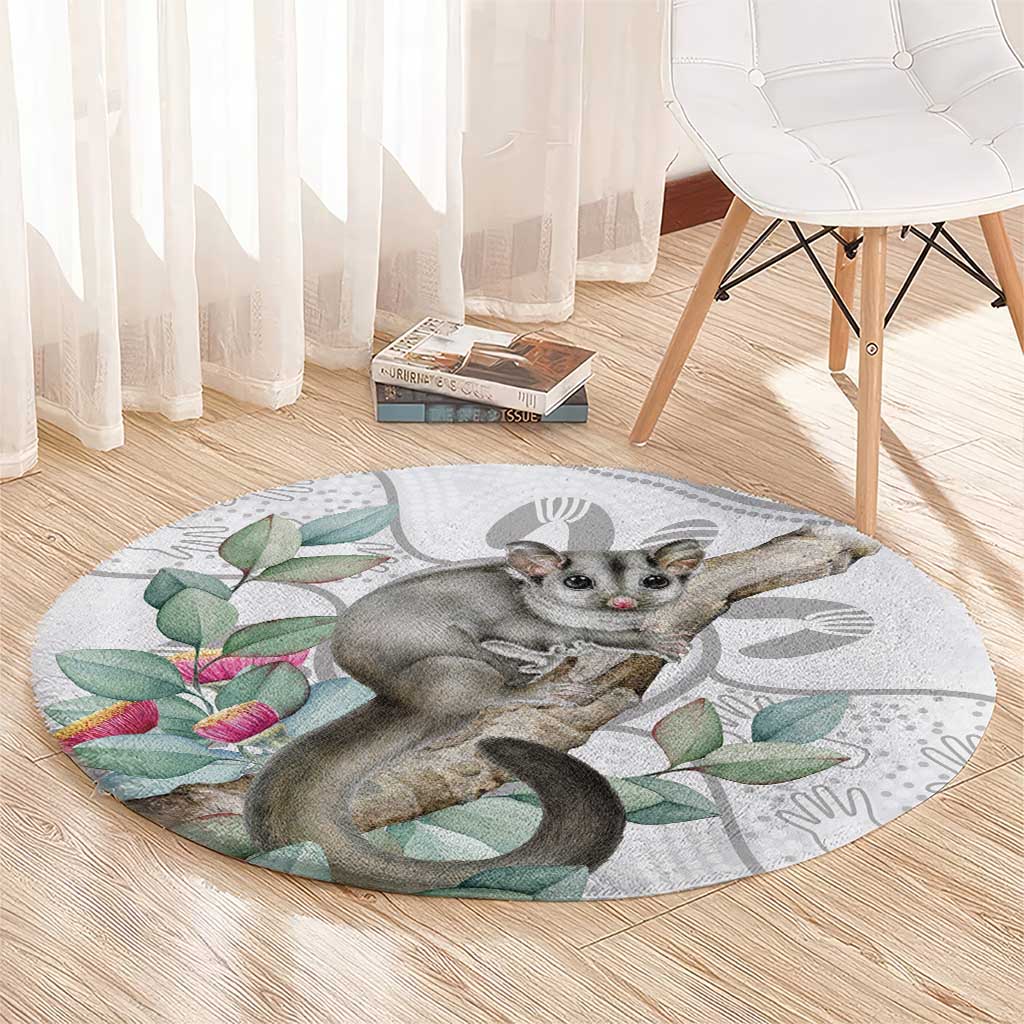Australia Opossum Round Carpet Aboriginal Art Gumtree Blossoms Grunge - Aussie Hoodie