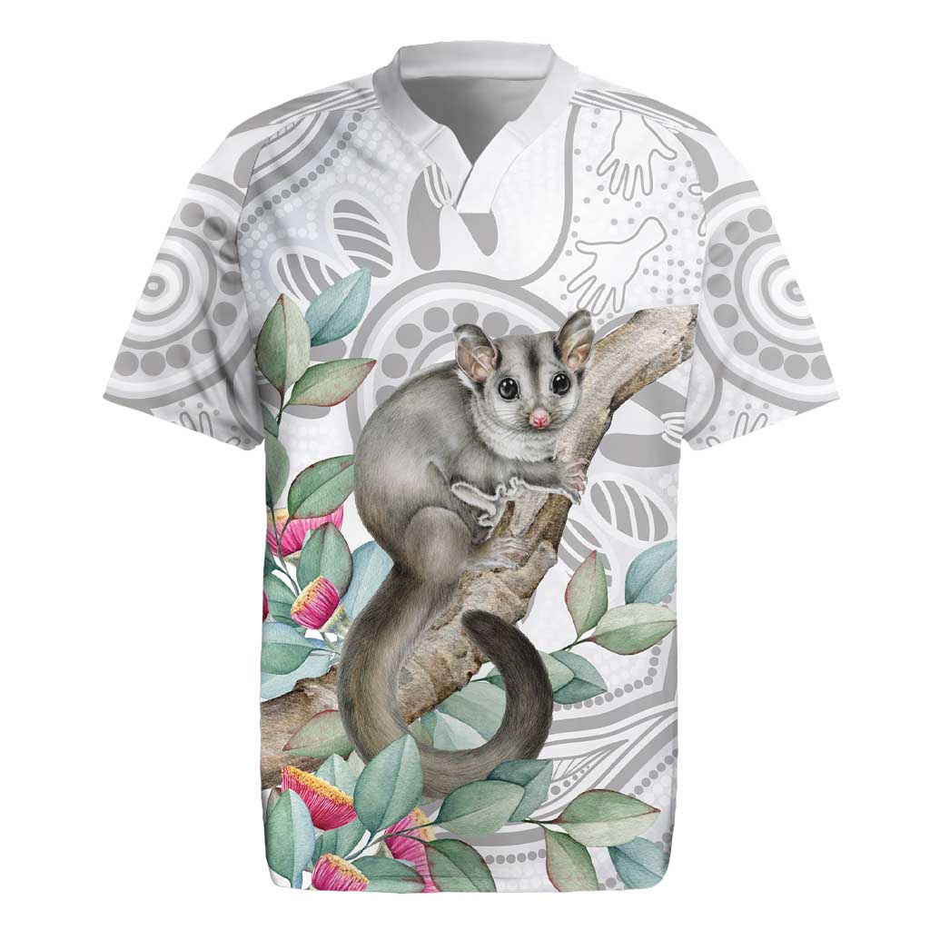 Australia Opossum Rugby Jersey Aboriginal Art Gumtree Blossoms Grunge - Aussie Hoodie
