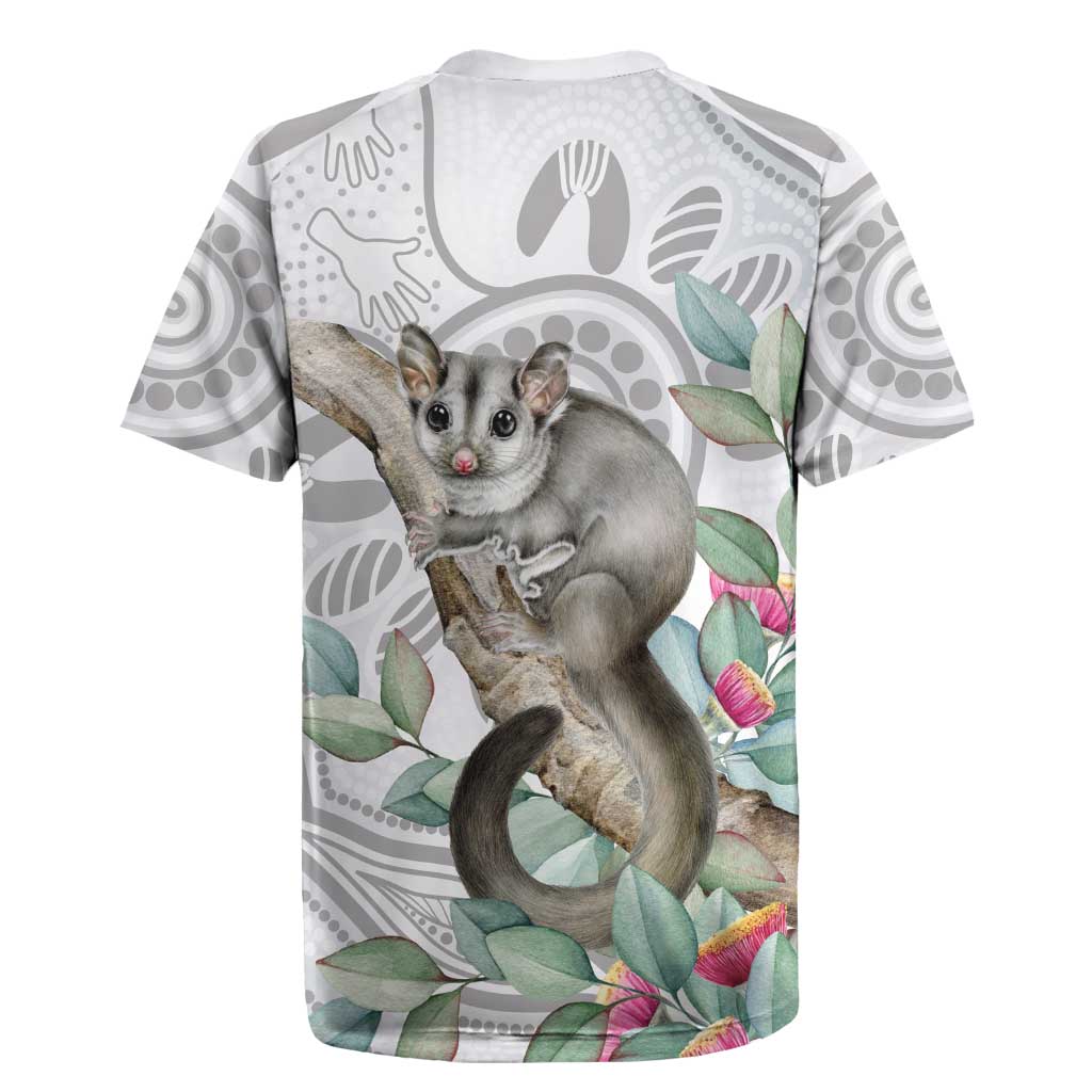 Australia Opossum Rugby Jersey Aboriginal Art Gumtree Blossoms Grunge - Aussie Hoodie