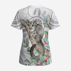 Australia Opossum Scrub Top Aboriginal Art Gumtree Blossoms Grunge - Aussie Hoodie