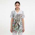 Australia Opossum Scrub Top Aboriginal Art Gumtree Blossoms Grunge - Aussie Hoodie