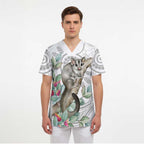 Australia Opossum Scrub Top Aboriginal Art Gumtree Blossoms Grunge - Aussie Hoodie