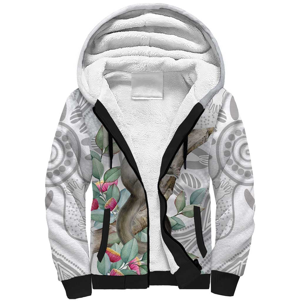 Australia Opossum Sherpa Hoodie Aboriginal Art Gumtree Blossoms Grunge - Aussie Hoodie
