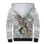 Australia Opossum Sherpa Hoodie Aboriginal Art Gumtree Blossoms Grunge - Aussie Hoodie