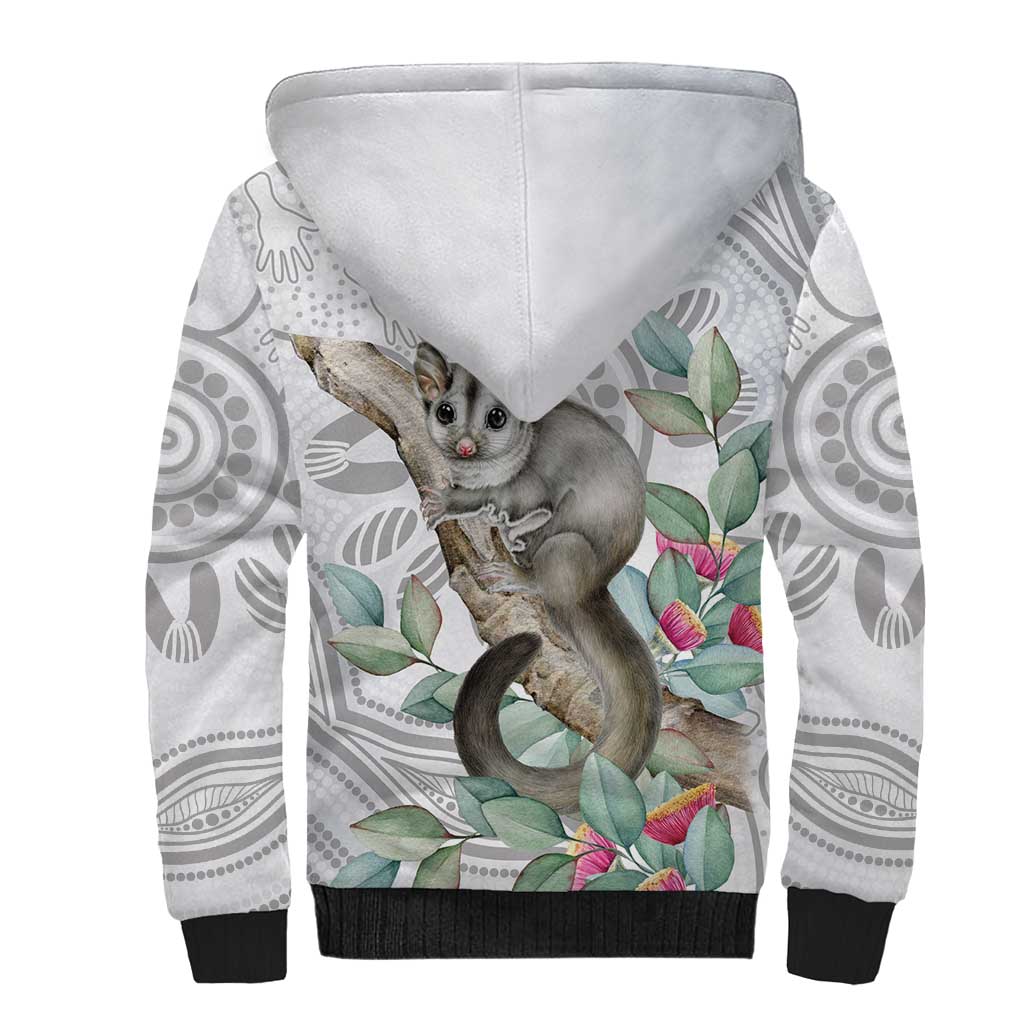 Australia Opossum Sherpa Hoodie Aboriginal Art Gumtree Blossoms Grunge - Aussie Hoodie