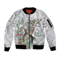 Australia Opossum Sleeve Zip Bomber Jacket Aboriginal Art Gumtree Blossoms Grunge - Aussie Hoodie