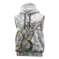 Australia Opossum Sleeveless Hoodie Aboriginal Art Gumtree Blossoms Grunge - Aussie Hoodie
