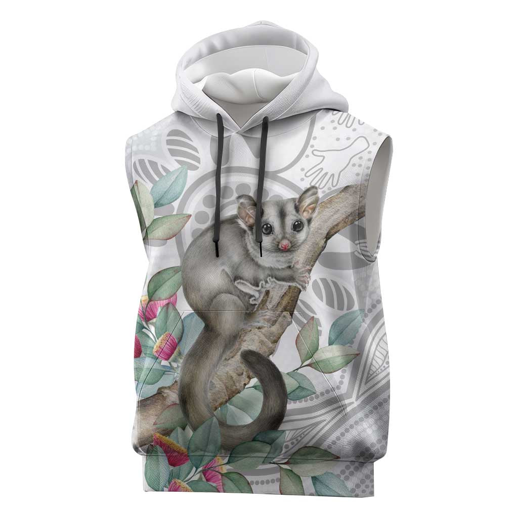 Australia Opossum Sleeveless Hoodie Aboriginal Art Gumtree Blossoms Grunge - Aussie Hoodie