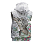 Australia Opossum Sleeveless Hoodie Aboriginal Art Gumtree Blossoms Grunge - Aussie Hoodie
