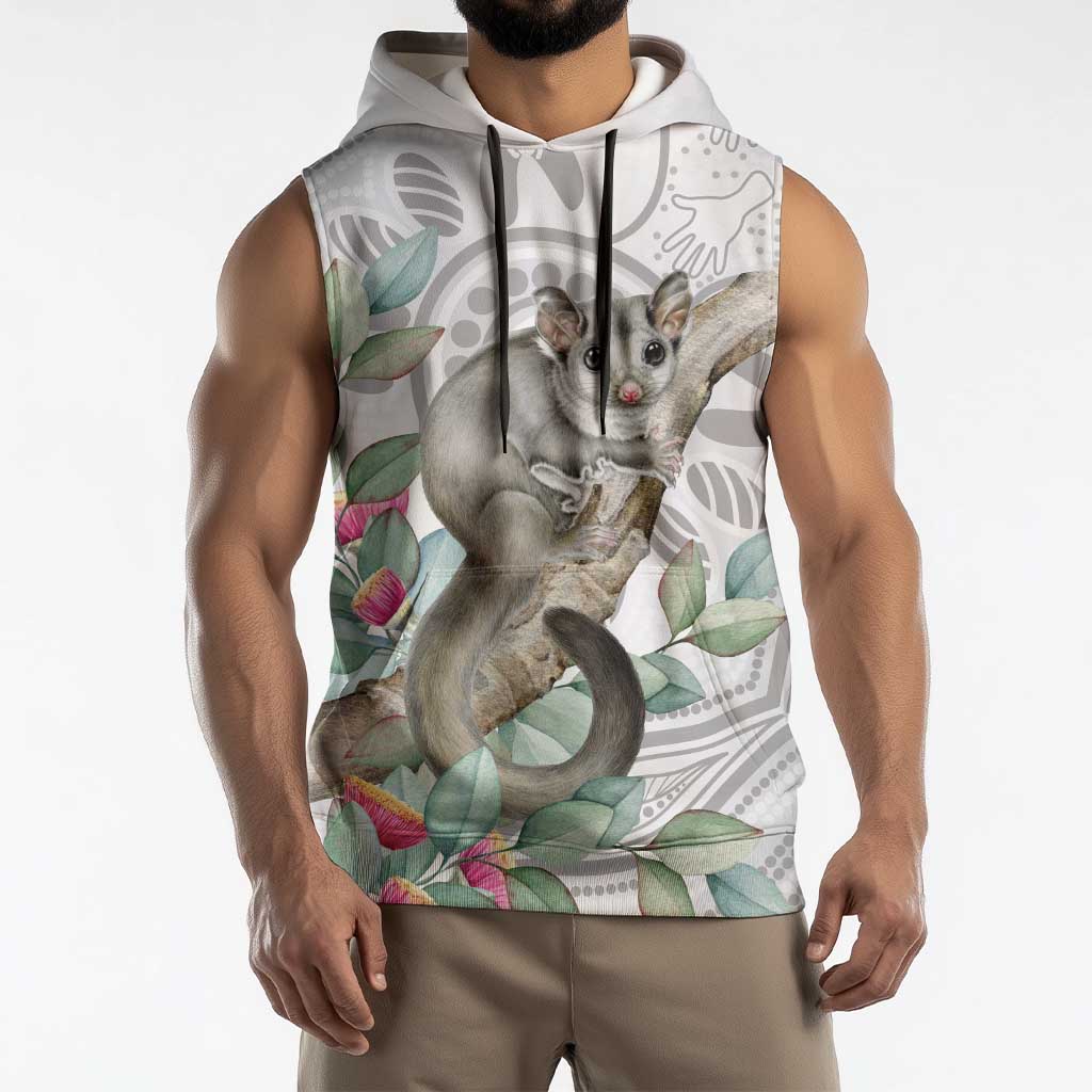 Australia Opossum Sleeveless Hoodie Aboriginal Art Gumtree Blossoms Grunge - Aussie Hoodie