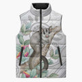 Australia Opossum Sleeveless Puffer Jacket Aboriginal Art Gumtree Blossoms Grunge - Aussie Hoodie