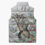 Australia Opossum Sleeveless Puffer Jacket Aboriginal Art Gumtree Blossoms Grunge - Aussie Hoodie