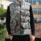 Australia Opossum Sleeveless Puffer Jacket Aboriginal Art Gumtree Blossoms Grunge - Aussie Hoodie