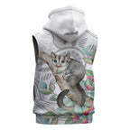 Australia Opossum Sleeveless Zip Hoodie Aboriginal Art Gumtree Blossoms Grunge LT14