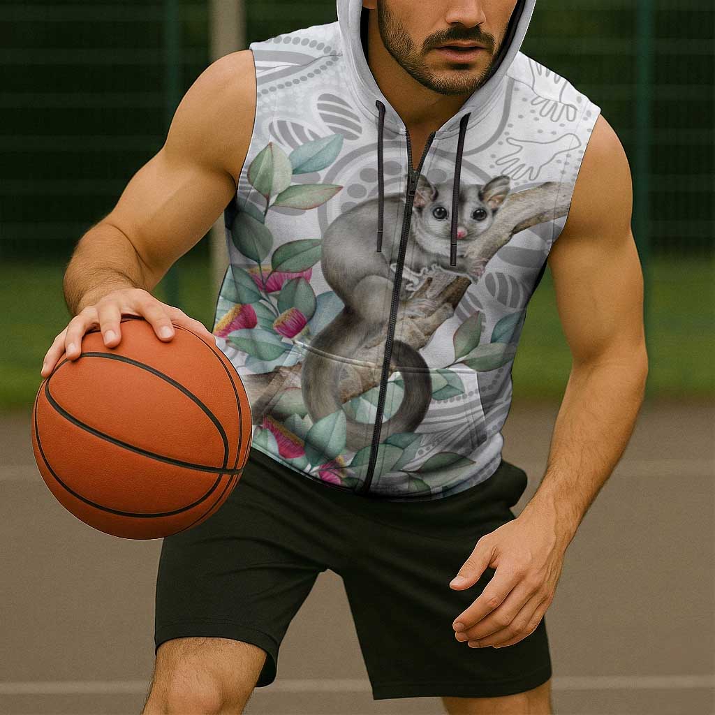 Australia Opossum Sleeveless Zip Hoodie Aboriginal Art Gumtree Blossoms Grunge LT14