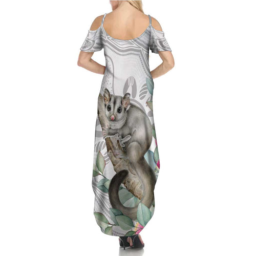 Australia Opossum Summer Maxi Dress Aboriginal Art Gumtree Blossoms Grunge - Aussie Hoodie