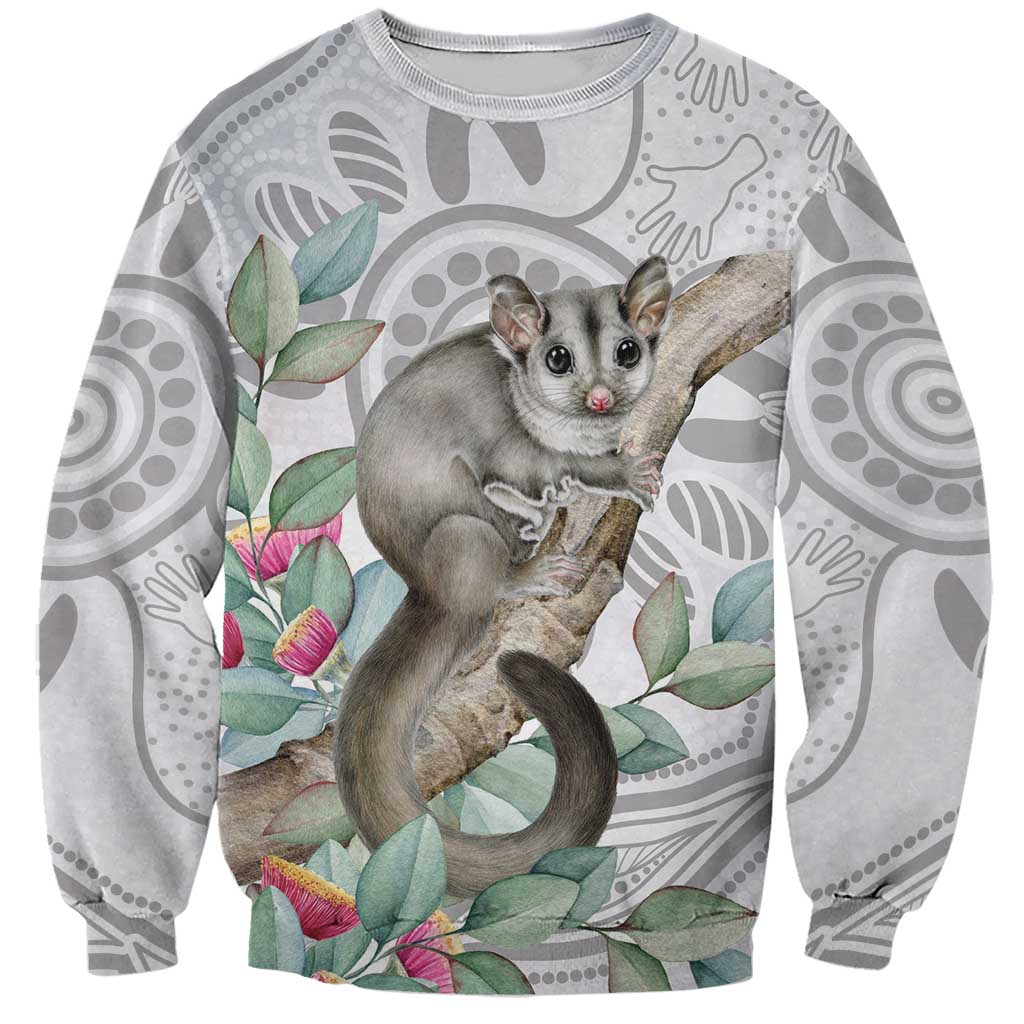 Australia Opossum Sweatshirt Aboriginal Art Gumtree Blossoms Grunge - Aussie Hoodie