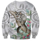 Australia Opossum Sweatshirt Aboriginal Art Gumtree Blossoms Grunge - Aussie Hoodie