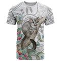 Australia Opossum T Shirt Aboriginal Art Gumtree Blossoms Grunge - Aussie Hoodie