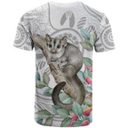 Australia Opossum T Shirt Aboriginal Art Gumtree Blossoms Grunge - Aussie Hoodie