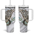 Australia Opossum Tumbler With Handle Aboriginal Art Gumtree Blossoms Grunge - Aussie Hoodie