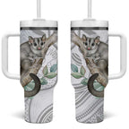 Australia Opossum Tumbler With Handle Aboriginal Art Gumtree Blossoms Grunge - Aussie Hoodie