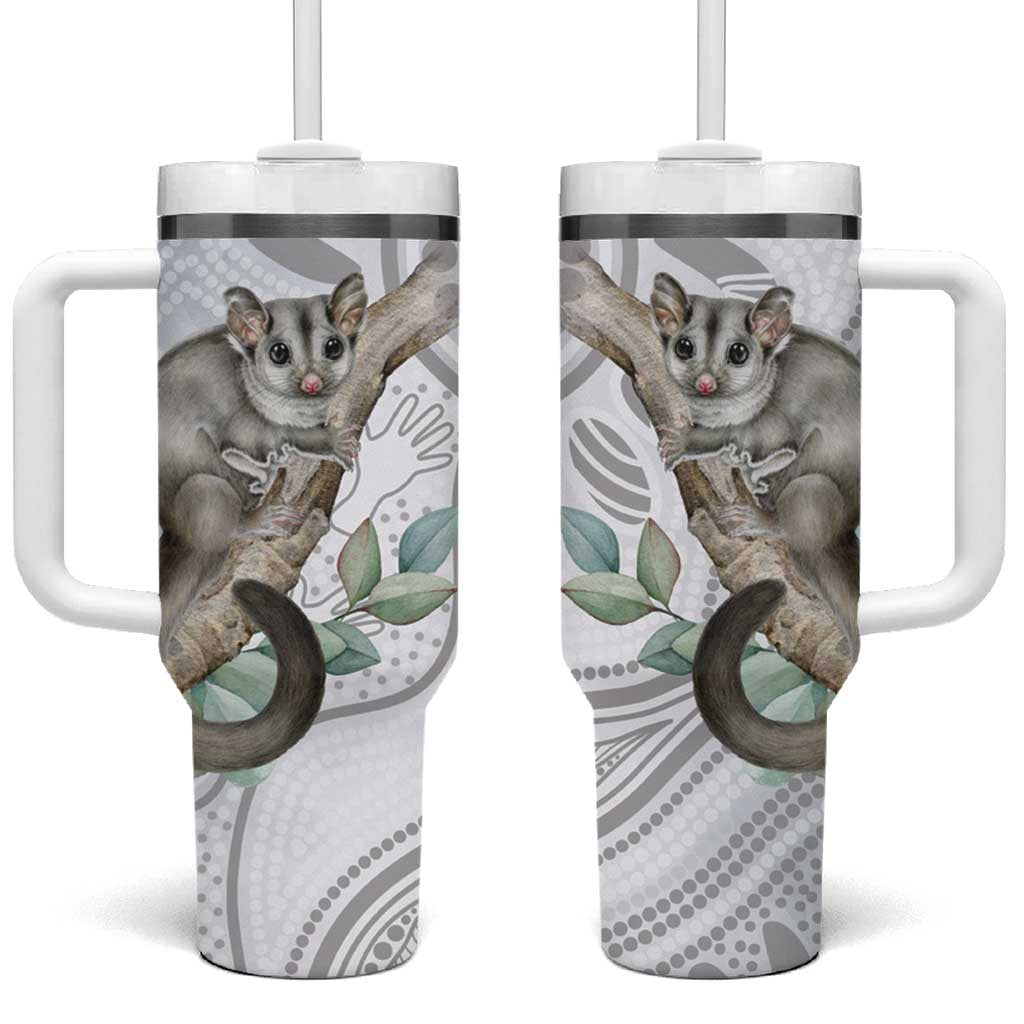 Australia Opossum Tumbler With Handle Aboriginal Art Gumtree Blossoms Grunge - Aussie Hoodie