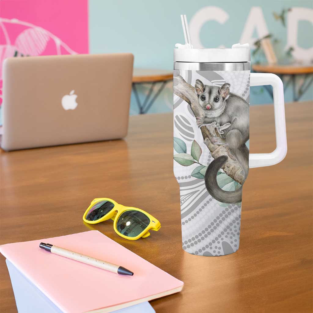 Australia Opossum Tumbler With Handle Aboriginal Art Gumtree Blossoms Grunge - Aussie Hoodie