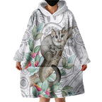 Australia Opossum Wearable Blanket Hoodie Aboriginal Art Gumtree Blossoms Grunge - Aussie Hoodie