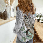 Australia Opossum Women Casual Shirt Aboriginal Art Gumtree Blossoms Grunge - Aussie Hoodie